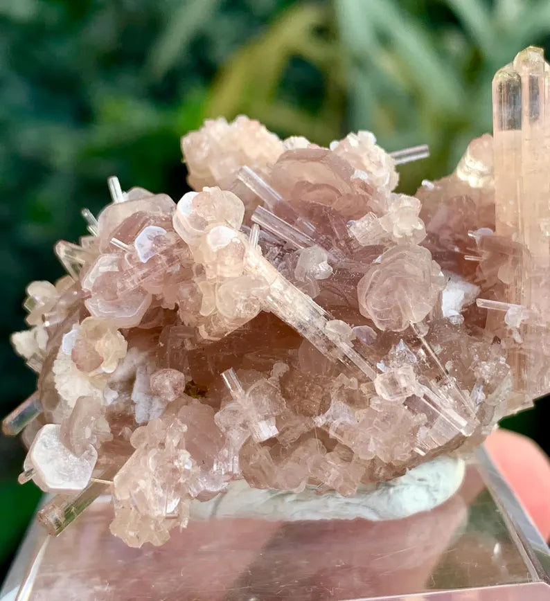 Orange Pink Tourmaline Cluster on Lepidolite from Afghanistan - 59 Gram