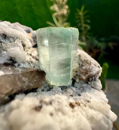 Blue Aquamarine Crystal with QUartz and Albite from Pakistan - 178 Gram
