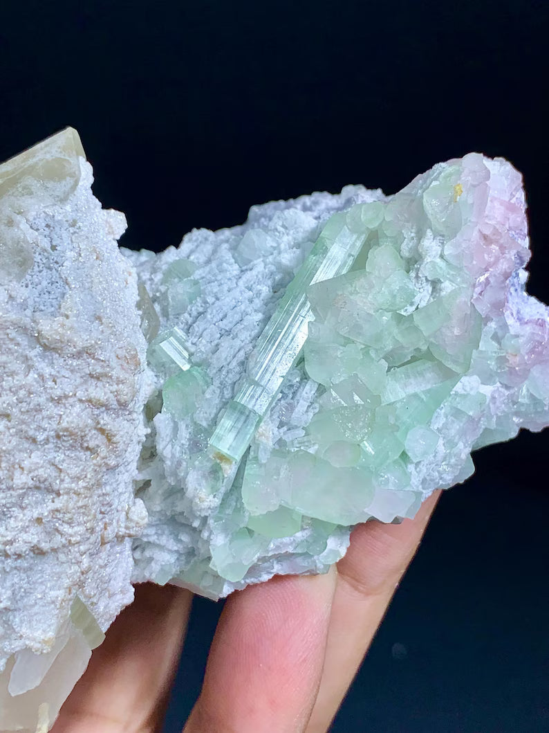 Bicolor Tourmaline Cluster on Quartz from Afghanitan - 350 Gram