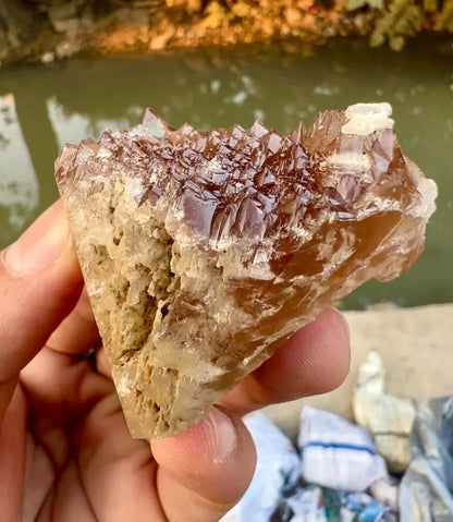 Etched Champagne Topaz Crystal from Pakistan - 108 Grams