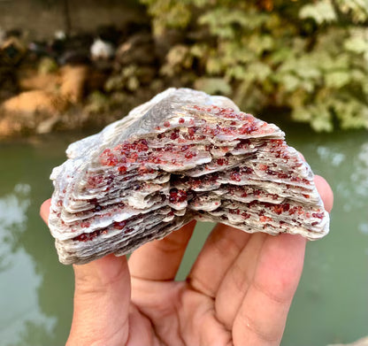 Red Spessartite Garnet Crystals on Mica from Pakistan - 250 Gram