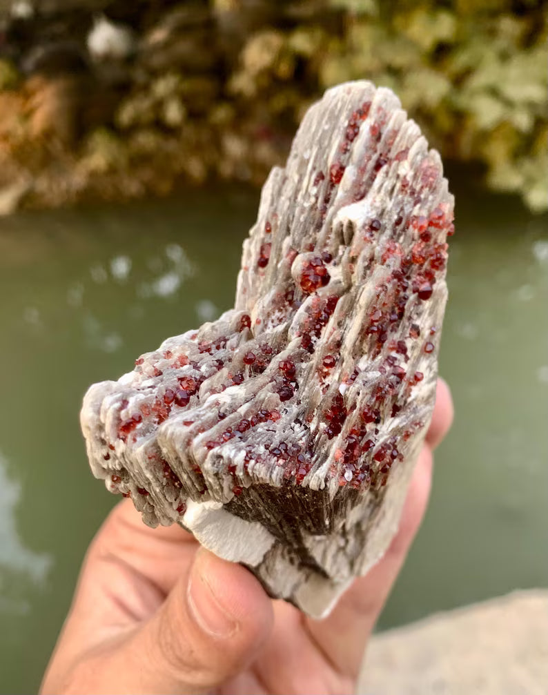 Red Spessartite Garnet Crystals on Mica from Pakistan - 250 Gram