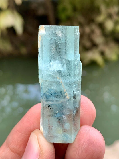 Natural Terminated Blue Aquamarine Crystal with Tourmaline from Pakistan - 17 Gram