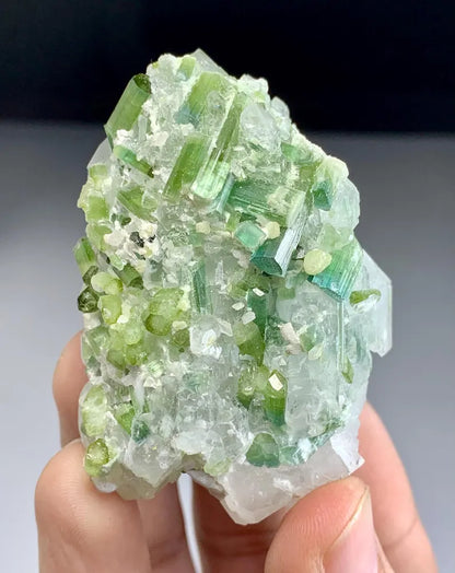 Blue Green Tourmaline  Crystals on Quartz from Afghanistan - 119 Gram