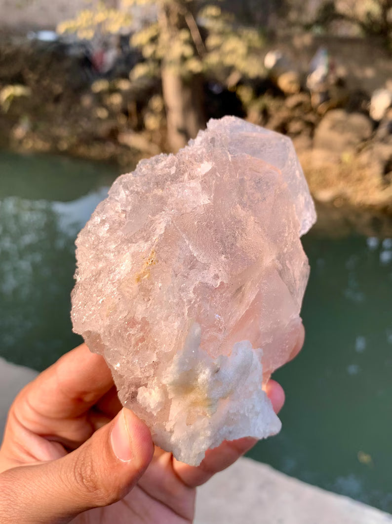 Etched Pink Morganite Crystal Specimen from Afghanistan - 245 Gram