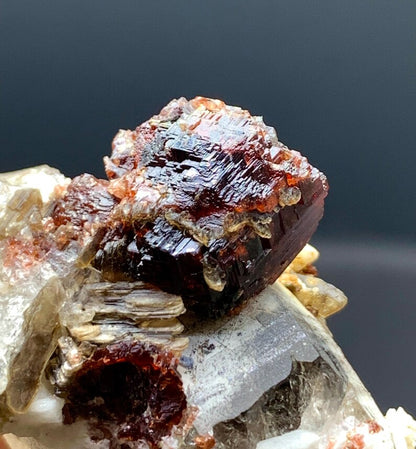 Red Spessartite Garnet Crystals with Albite and Quartz from Pakistan - 110 Gram