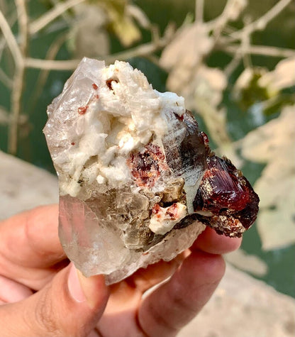 Red Spessartite Garnet Crystals with Albite and Quartz from Pakistan - 110 Gram