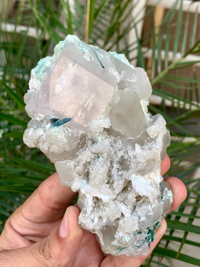 Pink Morganite with Blue Tourmaline and Quartz combined specimen from Afghanistan - 342 Gram