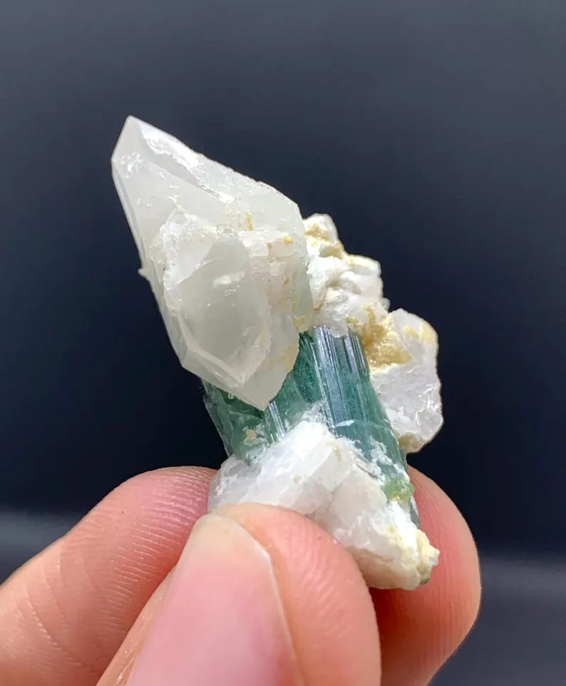 Indicolite Blue Tourmalines on Quartz from Afghanistan - 08 Grams