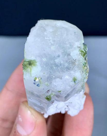 Aquamorganite Crystal with Green Tourmalines from Afghanistan - 64 Grams