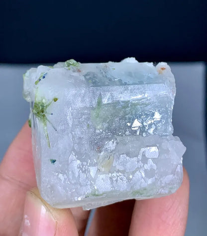 Aquamorganite Crystal with Green Tourmalines from Afghanistan - 64 Grams