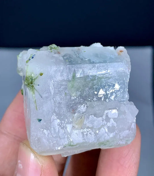 Aquamorganite Crystal with Green Tourmalines from Afghanistan - 64 Grams