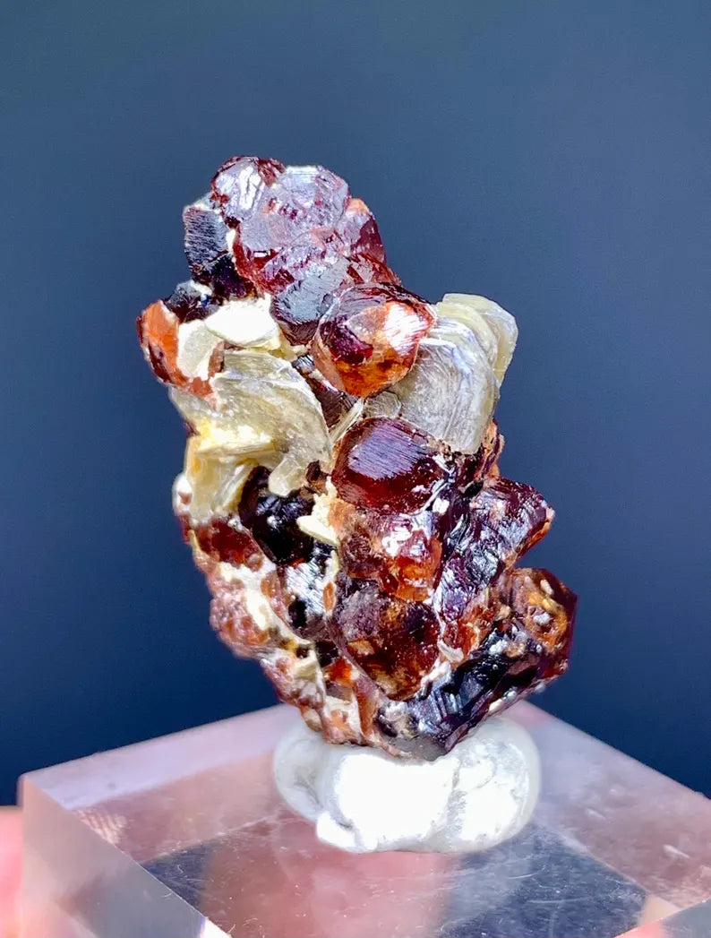 Etched Red Spessartite Garnet with Mica from Pakistan - 13 Gram
