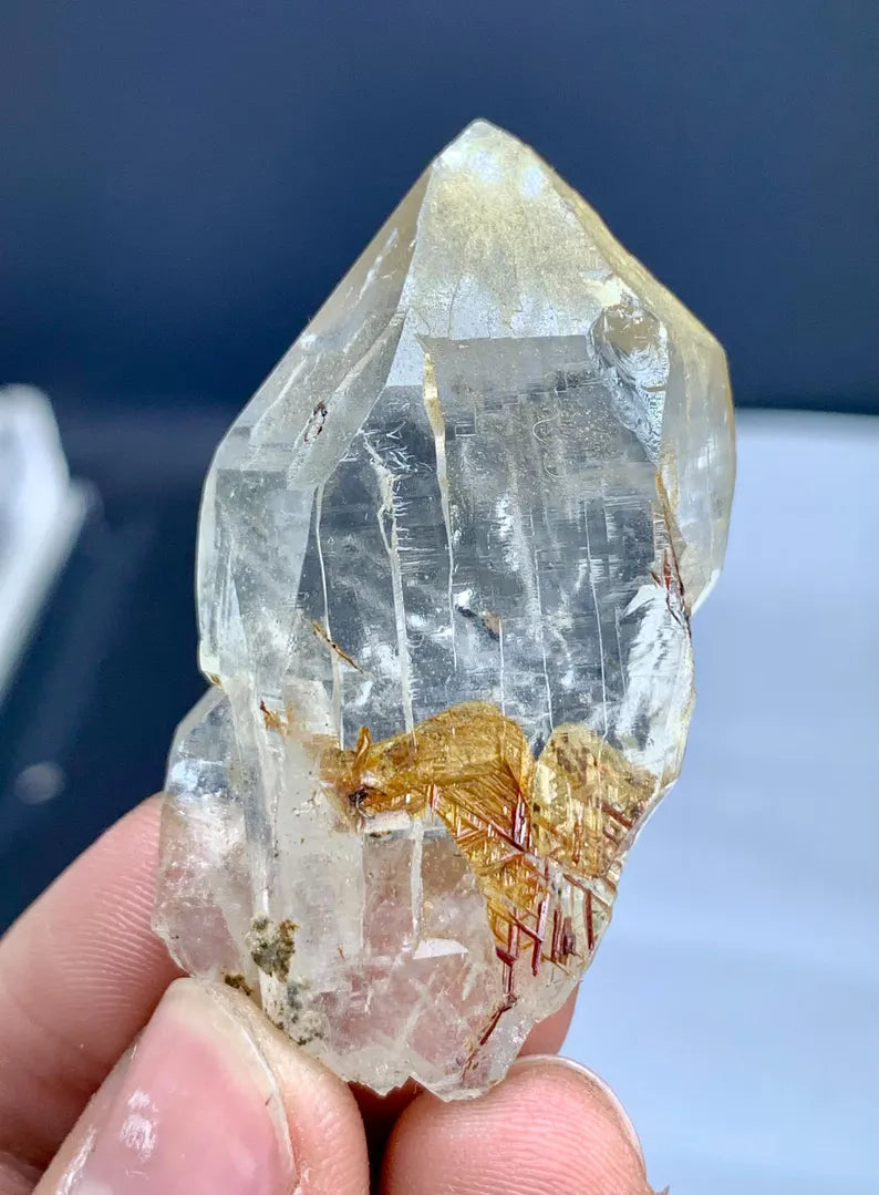 Golden Sagenite Rutile on Quartz from Pakistan - 28 Gram