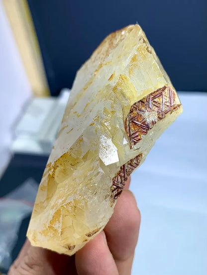 Golden Sagenite Rutile on Terminated Quartz from Pakistan - 167 Gram