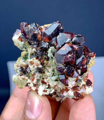 Etched Red Spessartite Garnet Cluster from Pakistan - 123 Gram
