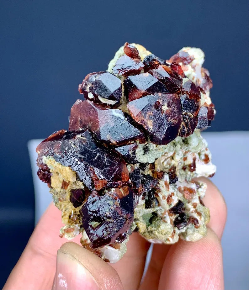 Etched Red Spessartite Garnet Cluster from Pakistan - 123 Gram