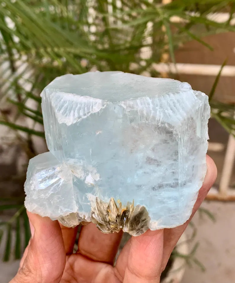 Blue Aquamarine Crystal with Mica from Pakistan - 256 Gram