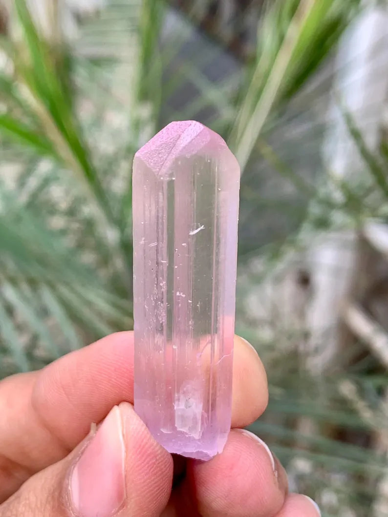 Transparent Pink FLuorescent Kunzite Crystal from Afghanistan - 11 Gram
