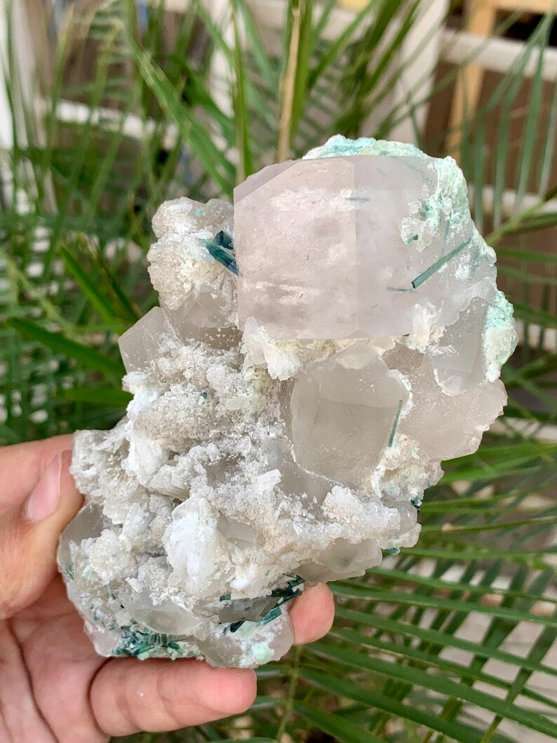 Pink Morganite with Blue Tourmaline and Quartz combined specimen from Afghanistan - 342 Gram