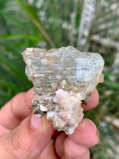 Etched Blue Aquamarine with Pink Apatite from Pakistan - 30 Gram