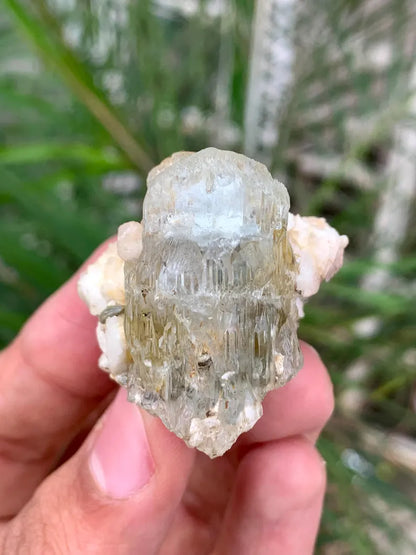 Etched Blue Aquamarine with Pink Apatite from Pakistan - 30 Gram