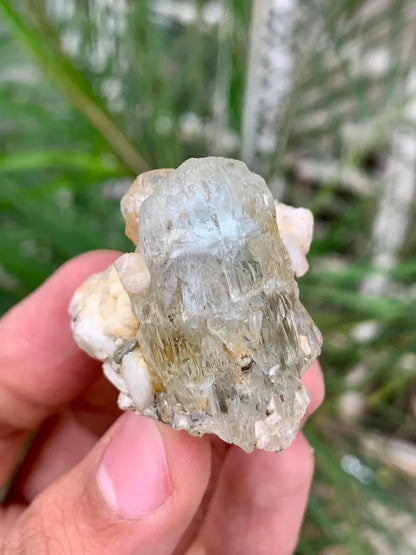 Etched Blue Aquamarine with Pink Apatite from Pakistan - 30 Gram