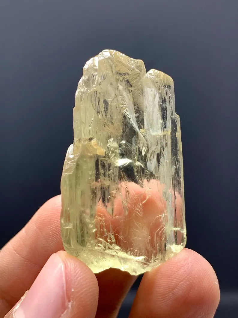 Fluorescent Yellow TripahenKunzite Crystal from Afghanistan