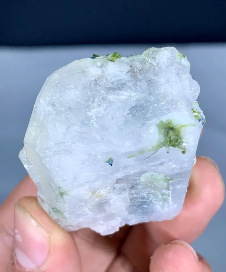 Aquamorganite Crystal with Green Tourmalines from Afghanistan - 64 Grams