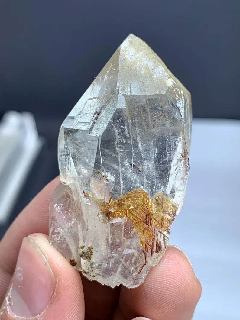 Golden Sagenite Rutile on Quartz from Pakistan - 28 Gram