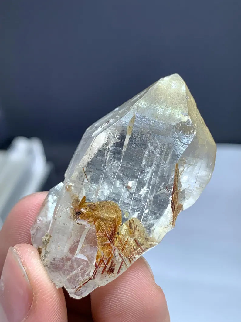 Golden Sagenite Rutile on Quartz from Pakistan - 28 Gram