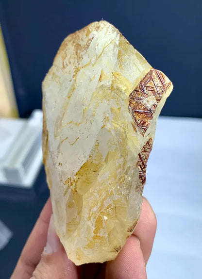Golden Sagenite Rutile on Terminated Quartz from Pakistan - 167 Gram