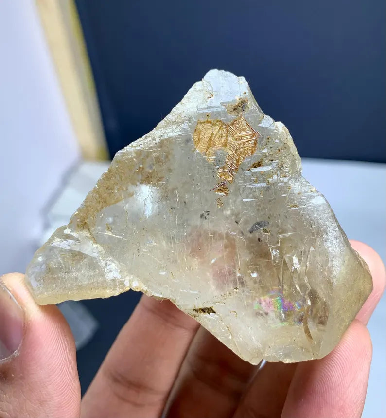 Golden Sagenite Rutile on Quartz from Pakistan - 167 Gram