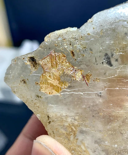 Golden Sagenite Rutile on Quartz from Pakistan - 167 Gram