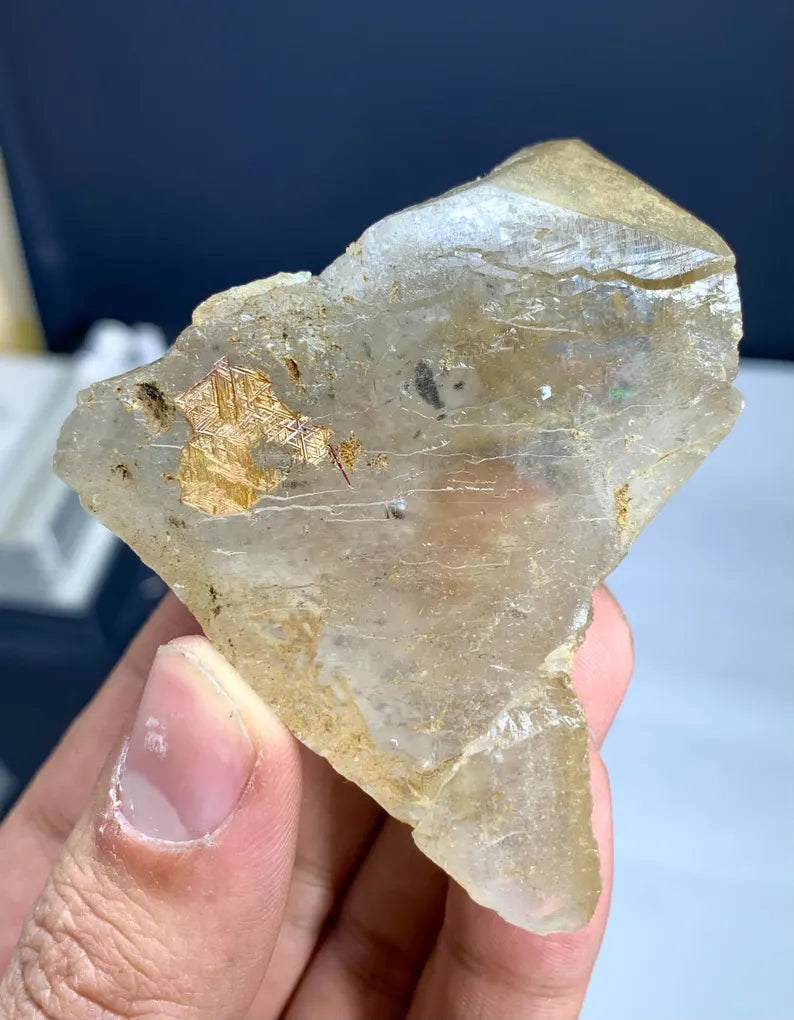Golden Sagenite Rutile on Quartz from Pakistan - 167 Gram
