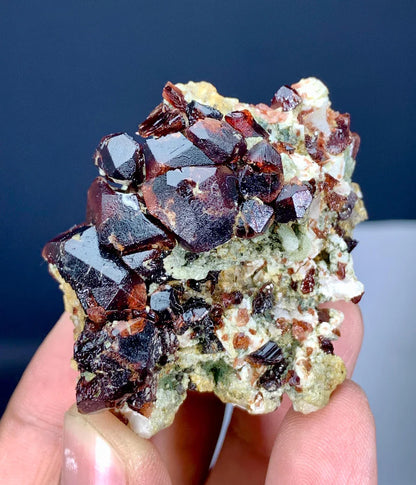 Etched Red Spessartite Garnet Cluster from Pakistan - 123 Gram