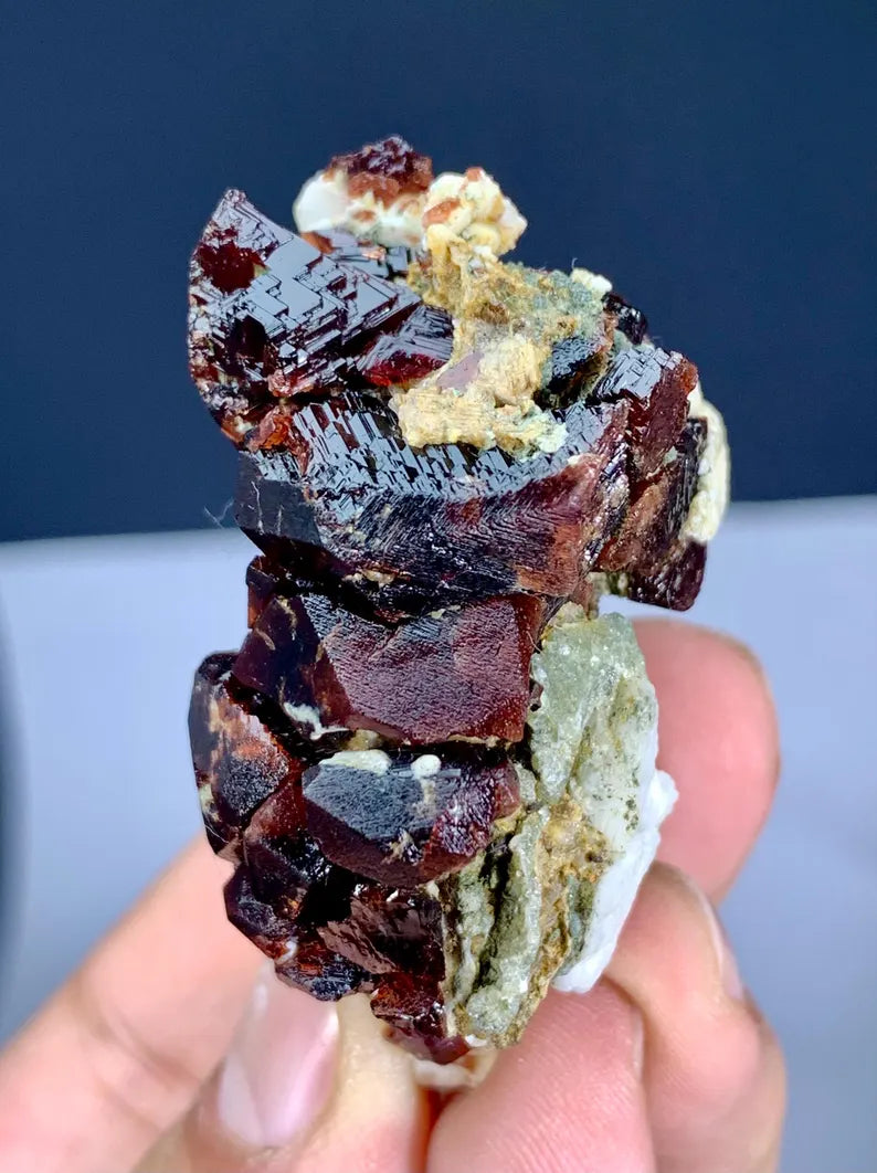 Etched Red Spessartite Garnet Cluster from Pakistan - 123 Gram