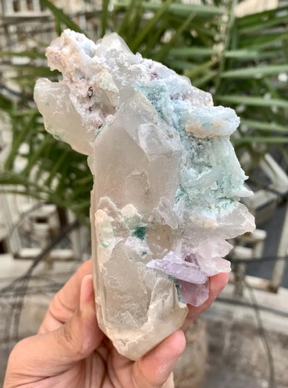 Fluorescent Pink Kunzite with Indicolite tourmalines and Quartz from Afghanistan - 380 Gram
