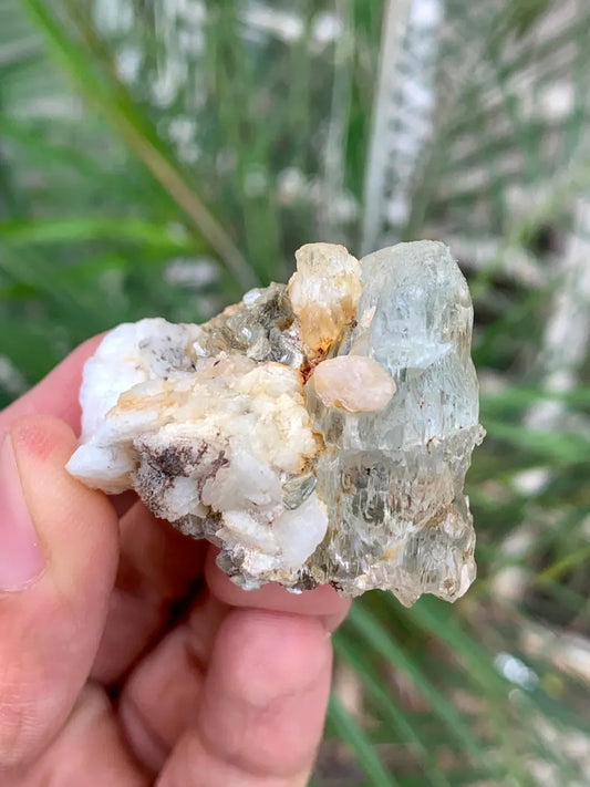 Etched Blue Aquamarine with Pink Apatite from Pakistan - 30 Gram