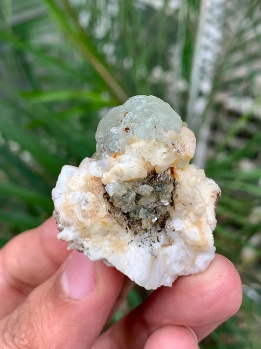 Etched Blue Aquamarine with Pink Apatite from Pakistan - 30 Gram