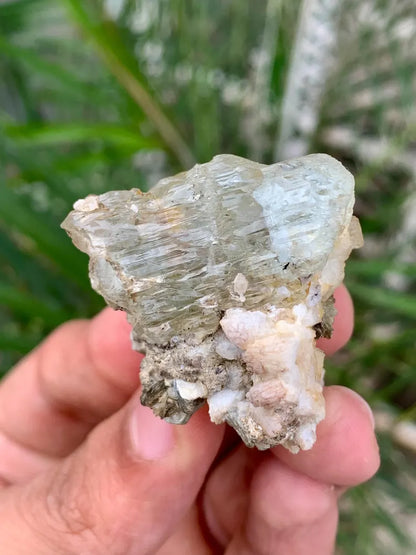 Etched Blue Aquamarine with Pink Apatite from Pakistan - 30 Gram