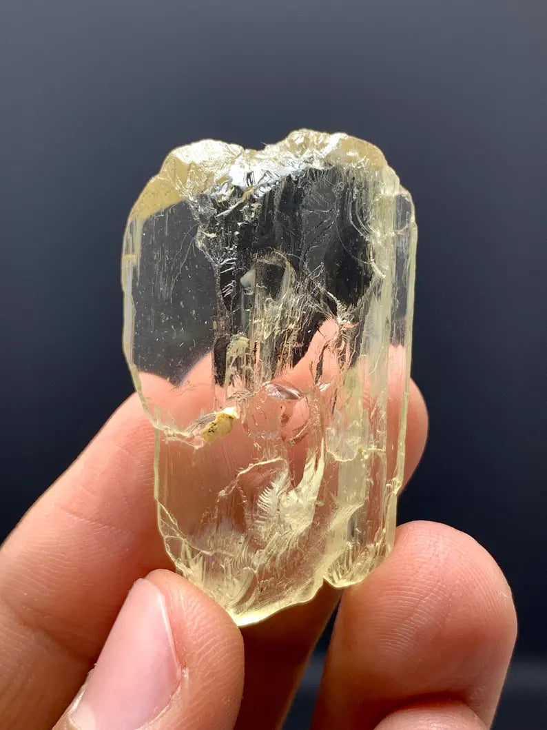Fluorescent Yellow TripahenKunzite Crystal from Afghanistan