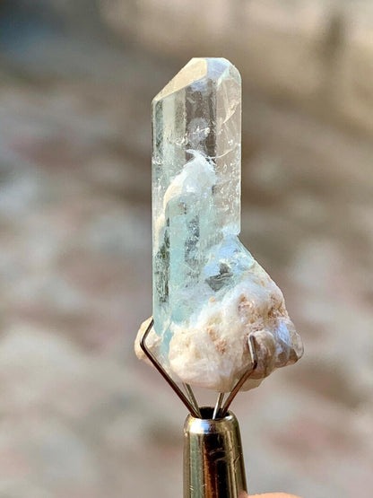 Transparent Diamond Cut Blue Aquamarine with DNA inclsuions from Pakistan