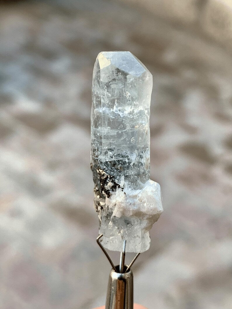 Diamond Cut Blue Aquamarine with Black Tourmaline from Pakistan - 32.50 Carats