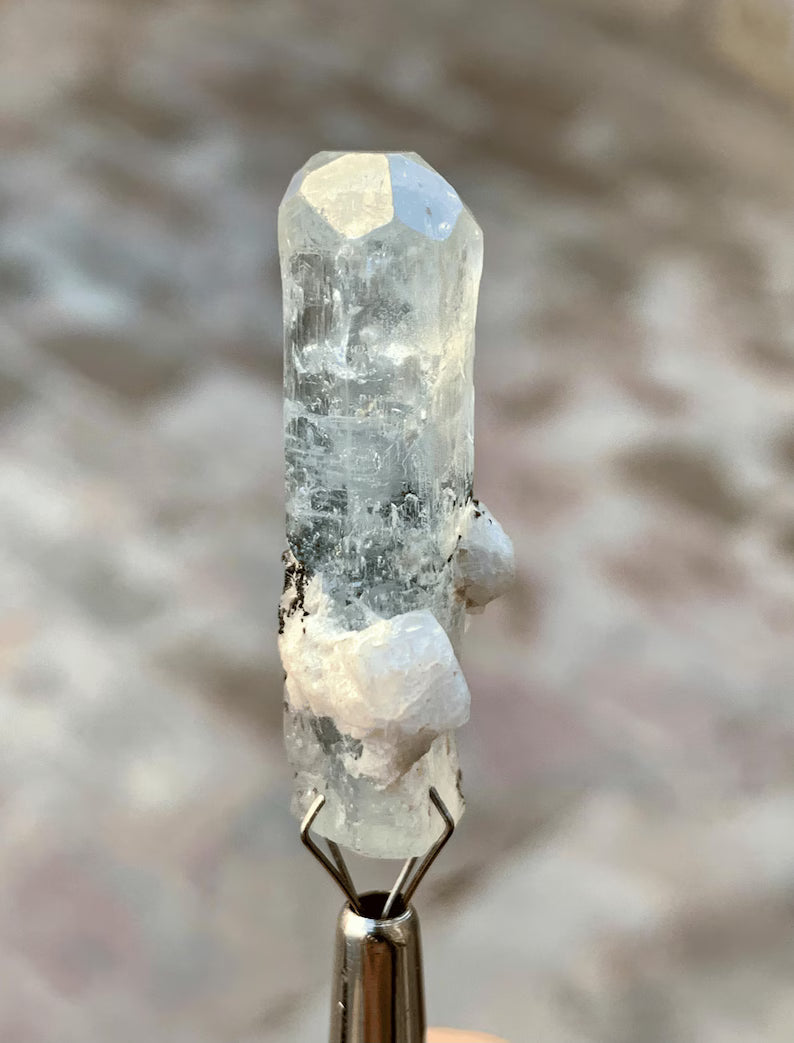 Diamond Cut Blue Aquamarine with Black Tourmaline from Pakistan - 32.50 Carats