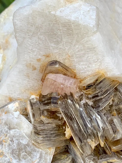 FLuorescent Pink Apatite Crystal with Star mica Feldspar Specimen from Pakistan - 418 Gram