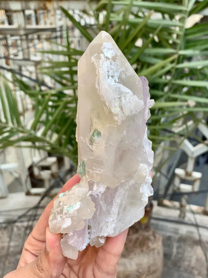 Fluorescent Pink Kunzite with Indicolite tourmalines and Quartz from Afghanistan - 380 Gram