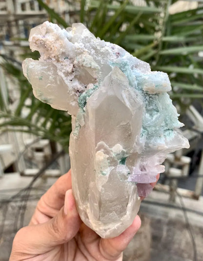 Fluorescent Pink Kunzite with Indicolite tourmalines and Quartz from Afghanistan - 380 Gram