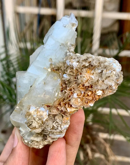 Stepwise Blue Aquamarine Crystal with Mica from Pakistan - 146 Gram