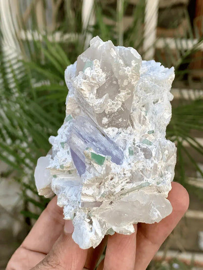 FLuorescent Purple Pink Kunzite with Tourmalines and Quartz Specimen from Afghanistan - 267 Gram
